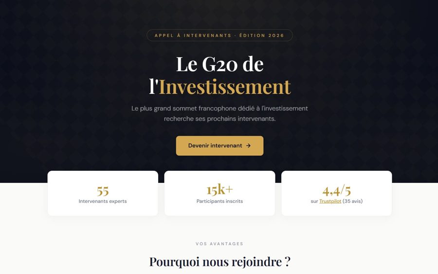 G20 de l'Investissement, sommet en ligne